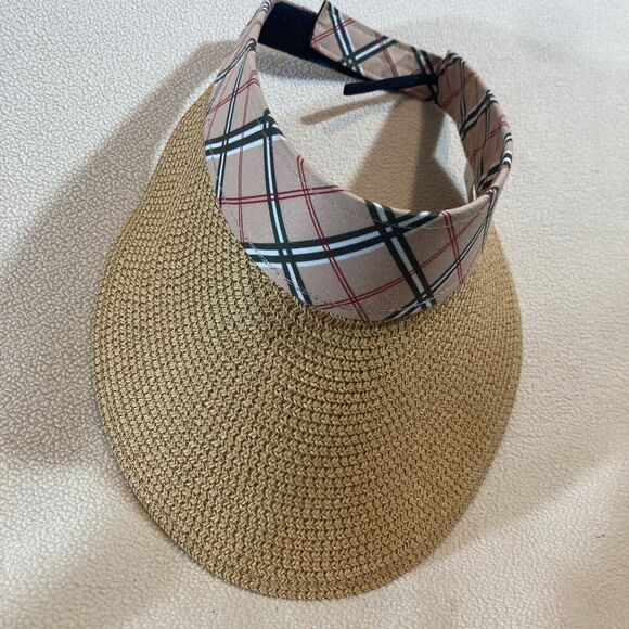 Odiva Sun Visor Women‎ One Size Plaid Adjustable Golf Beach Walking Pool Outdoor - Picture 1 of 5